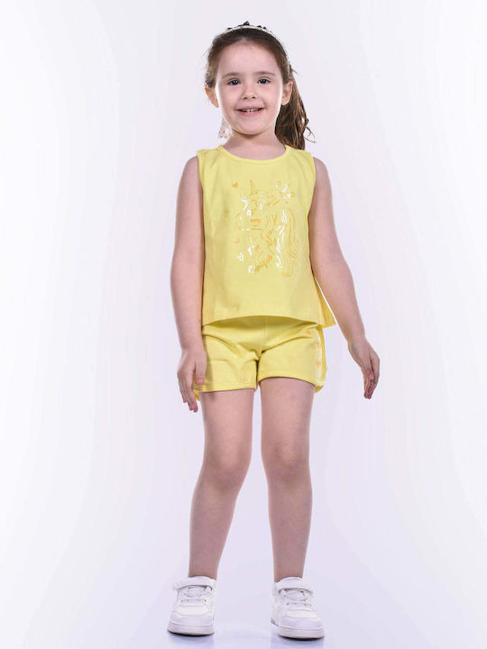 Nek Kids Wear Kids Set with Shorts Summer 2pcs Yellow