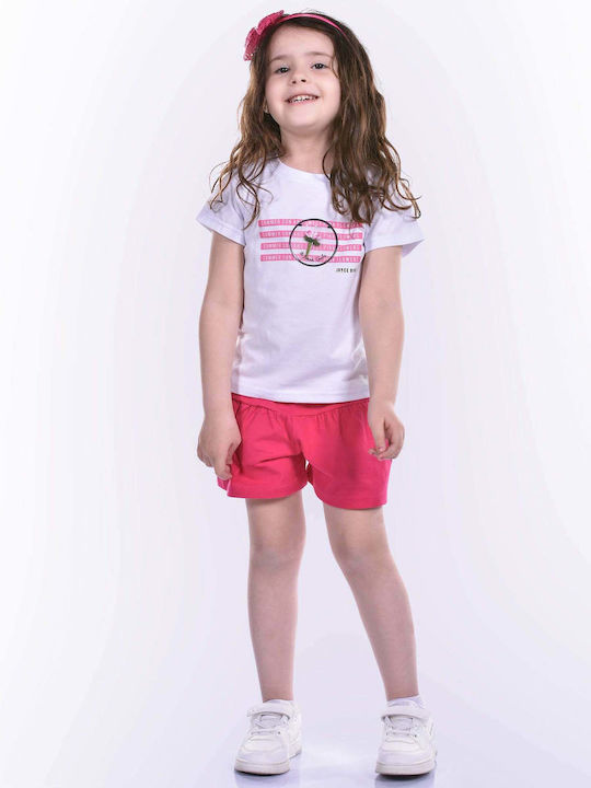 Kids' Set with Shorts Summer 2pcs White Flowers