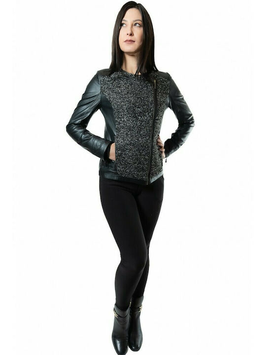 V-13163 WOMEN'S LEATHER JACKET BLACK