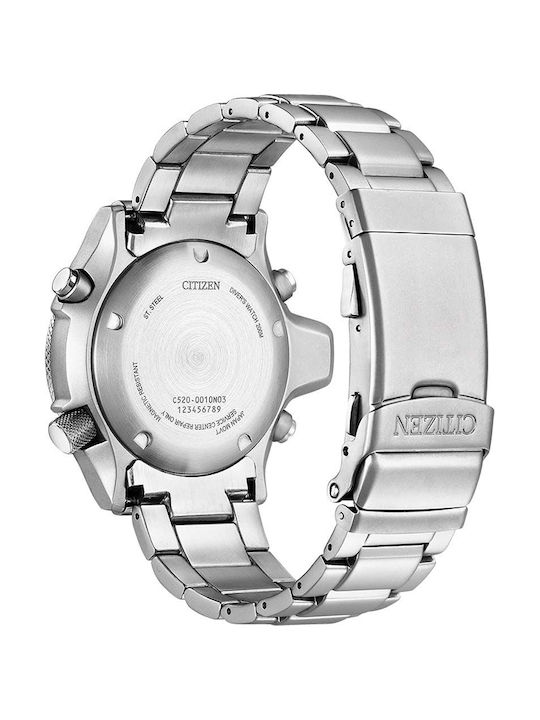 Citizen Promaster Aqualand Мъжки Часовник 44mm На Батерия Със Сребърна Каучукова Каишка