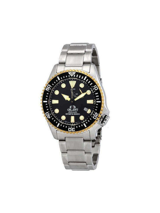 Orient Ανδρικό Ρολόι 43mm Αυτόματο με Ασημί Μεταλλικό Μπρασελέ