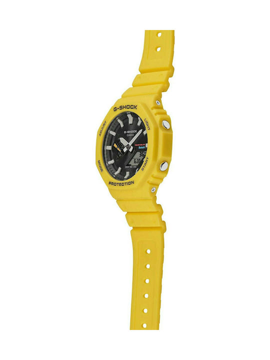 Casio G-Shock Ανδρικό Ρολόι 45.5mm Χρονογράφος Μπαταρίας με Κίτρινο Καουτσούκ Λουράκι