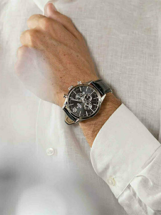 Festina Ανδρικό Ρολόι 43.5mm Χρονογράφος Μπαταρίας με Μαύρο Δερμάτινο Λουράκι