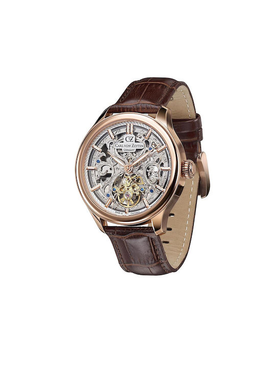 Carl Von Zeyten Men's Watch 46mm Automatic with Brown Leather Strap Carl Von Zeyten Men's Watch 46mm Automatic with Brown Leather Strap