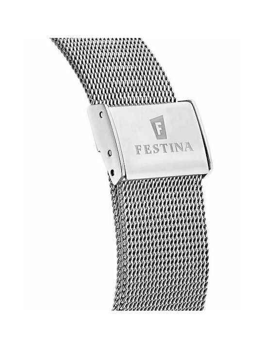 Festina Watch Chronograph Battery with Silver Metal Bracelet