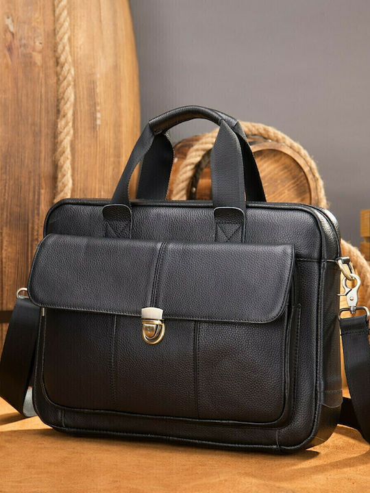 Leather Men's Briefcase Black