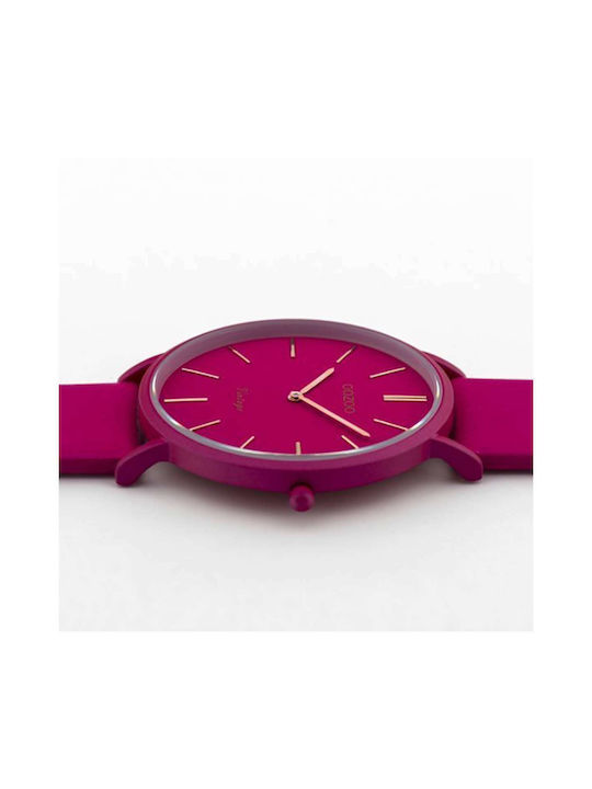 Oozoo Timepieces Watch with Fuchsia Leather Strap