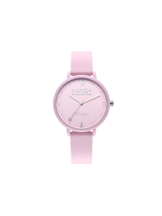 Mr Wonderful Watch with Leather Strap Pink