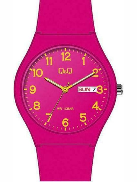 Q&Q Women's Watch with Fuchsia Rubber Strap