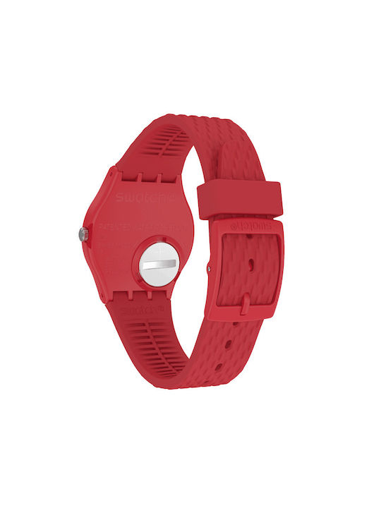 Swatch Lazered Women's Watch with Red Rubber Strap