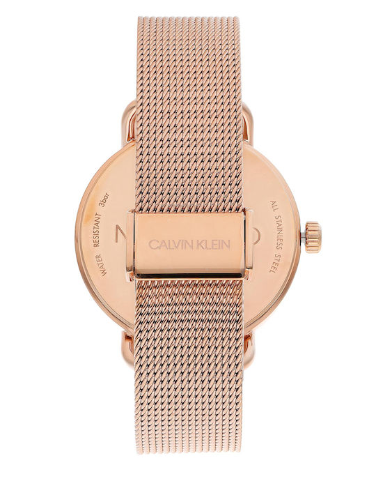 Calvin Klein Even Γυναικείο Ρολόι 38mm Μπαταρίας με Ροζ Χρυσό Μεταλλικό Μπρασελέ