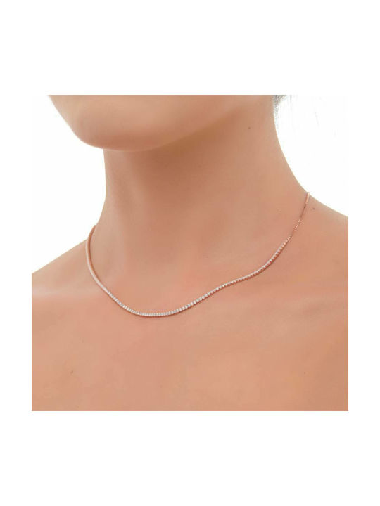 Oxzen Necklace from Pink Gold Plated Silver with Zircon