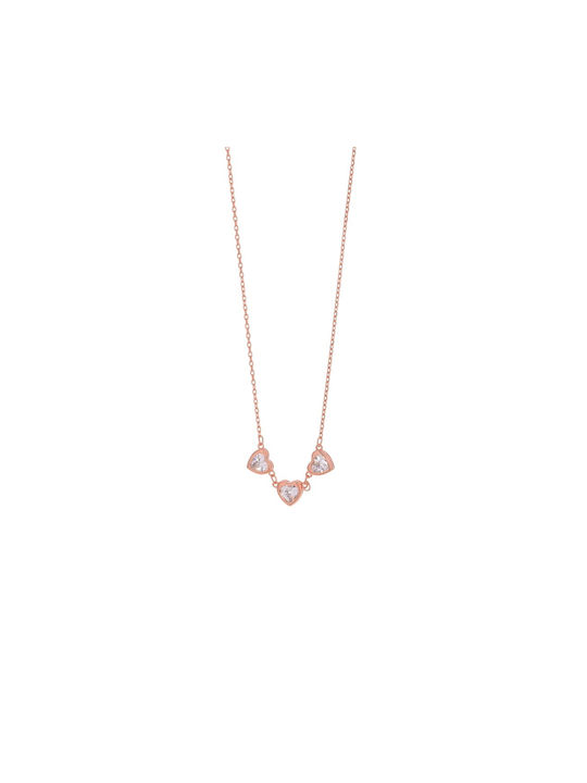 Prince Silvero Necklace with design Heart from Gold Plated Silver with Zircon