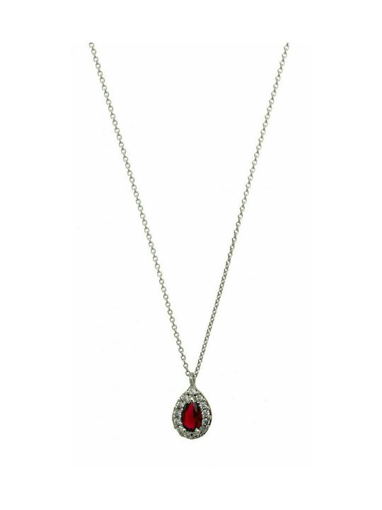 Fa Cad'oro Necklace with design Tear from White Gold 14K with Zircon