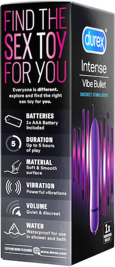 Durex Intense Vibe Mini Δονητής Bullet 9cm Purple