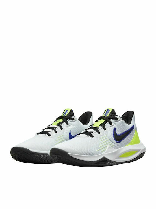 Precision 5 Low Basketball Shoes White / Black / Barely Volt / Volt