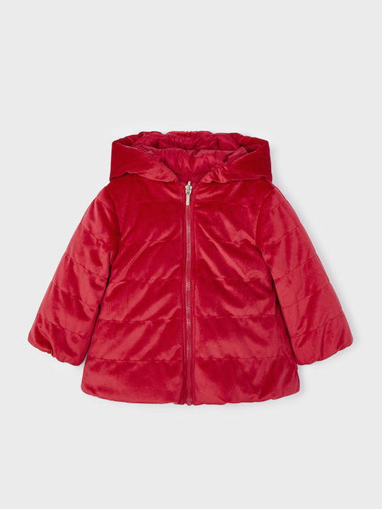 Ecofriends Kids Quilted Short Double Sided Hooded Red Jacket