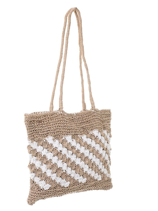 Ble Resort Collection Straw Beach Bag with Wallet Beige