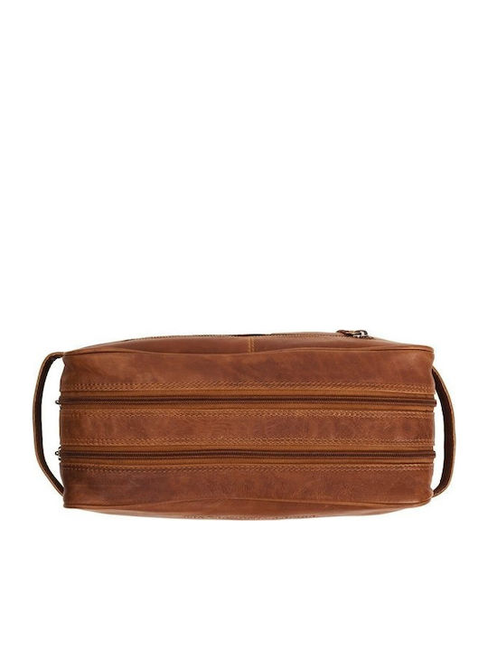 Toiletry Bag Stacey in Tabac Brown color 29cm