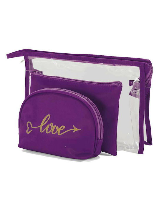 Benzi Set Toiletry Bag Purple with Transparency 25cm