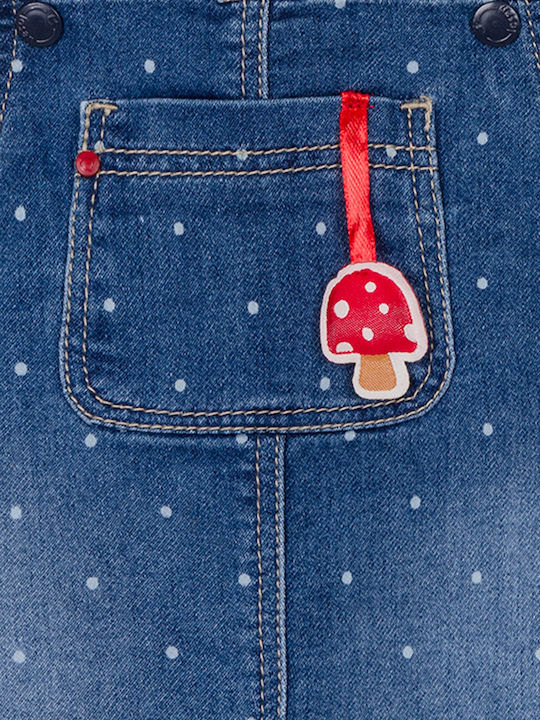 Kinder Latzrock aus Jeans Polka Dot Blau