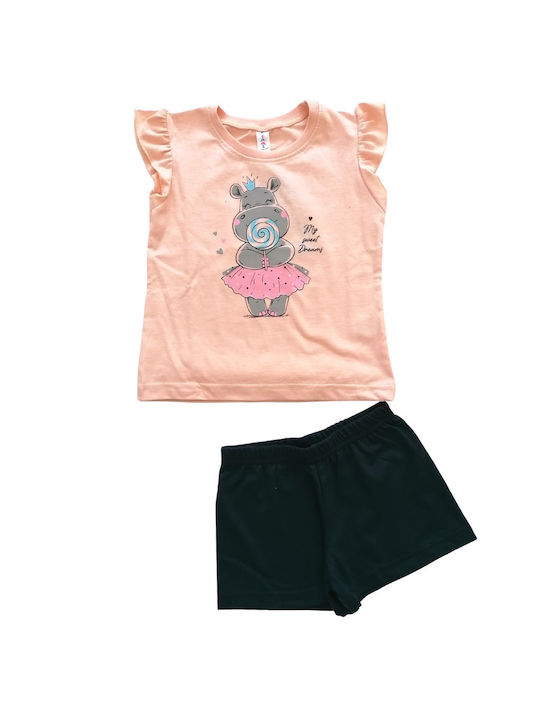 Dreams by Joyce Set Top & Bottom Kids Summer Cotton Pyjamas Pink