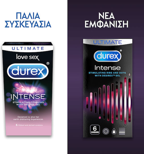 Durex Condoms Intense 6pcs 56mm with Delay and Ribs Natural