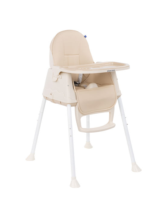 Kikka Boo Creamy Highchair 3 in 1 with Metal Frame & Leatherette Seat Beige