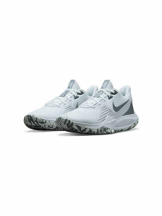 Nike Precision 5 Χαμηλά Μπασκετικά Παπούτσια White / Mtlc Cool Grey / Wolf Grey