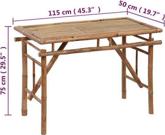 Маса от Бамбук Сгъваема 115x50x75бр
