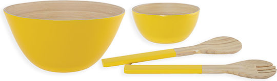 Nef-Nef Homeware Casta Serving Bowl Round made of Bamboo Yellow with Diameter 14cm