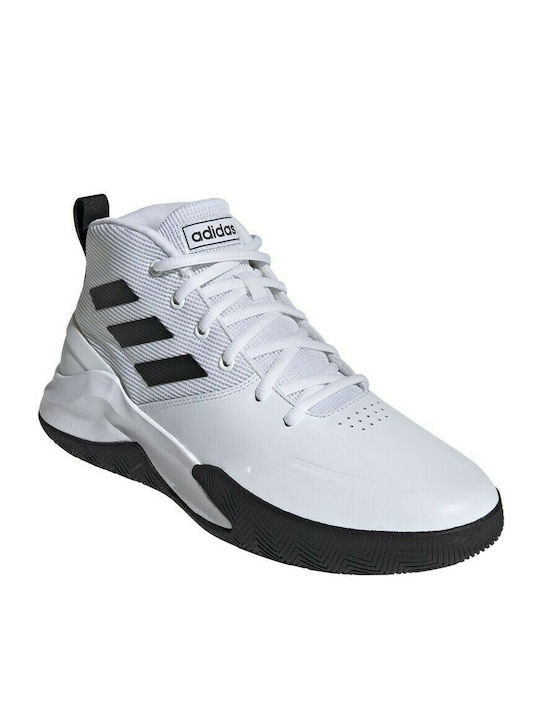 Adidas Ownthegame Ψηλά Μπασκετικά Παπούτσια Λευκά