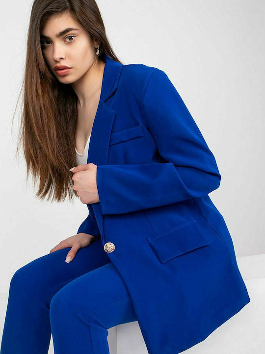 Italy Moda Women's Waisted Blazer Blue