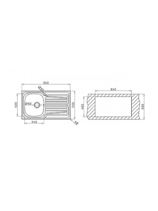 Pyramis Sparta 1B 1D 100129801 Drop-In Spüle Inox Satiniert B86xT50cm Silber