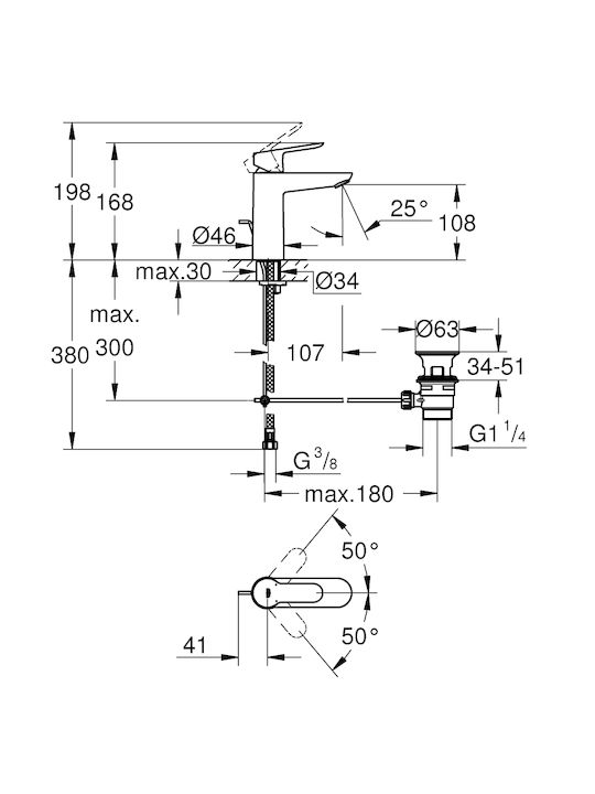 Grohe Bauedge M-Size Mischung Waschtischarmatur