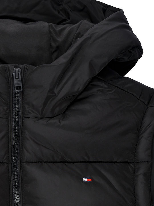 Kids' Quilted Jacket Short with Hood Black