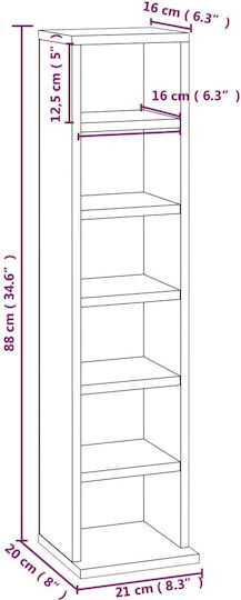 vidaXL Floor Standing Case Smoked Oak 21x20x88cm