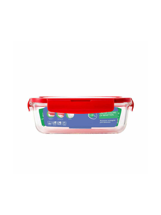 Benetton Rainbow Cutie pentru Mâncare Sticlă Roșu 1180ml 1buc