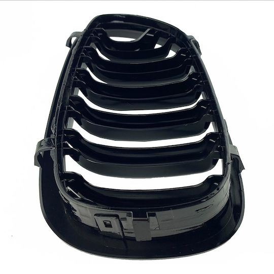 Carner Καρδιές Μάσκας με Διπλή Γρίλια για BMW 3 E46 2003-2006 M4 Look Μαύρο Γυαλιστερό 2τμχ