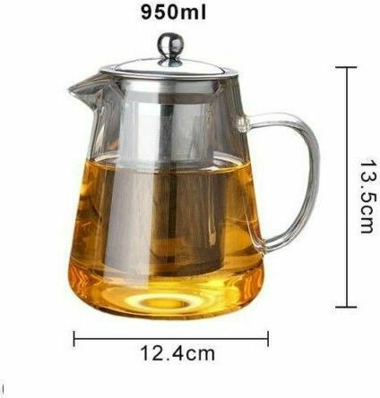 Tea Control Teapot with Filter Glass Transparent 950ml