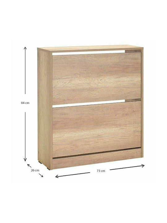 Flat Duo Wooden Shoe Organizer with 2 Shelves Tori 73x26x84cm