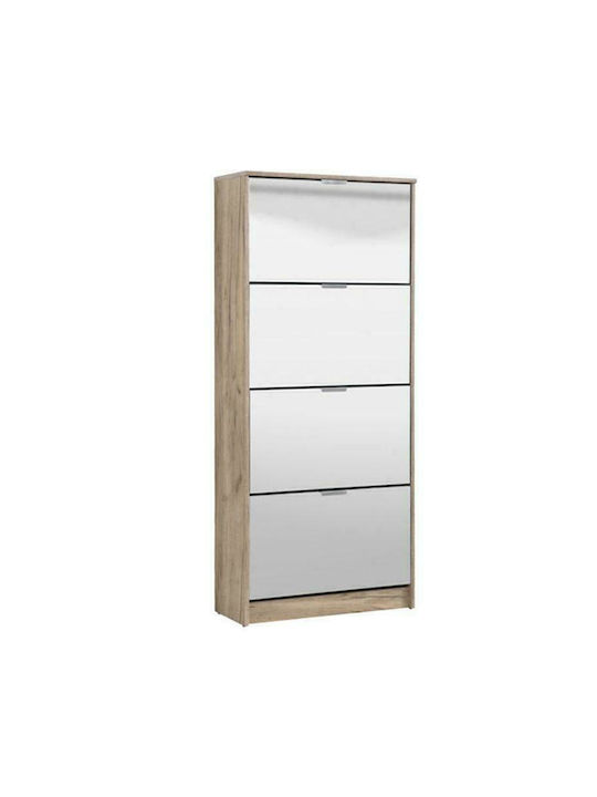 Holz Schuhschrank Hugo 24 mit 4 Regalen Braun L67xW28xH155cm