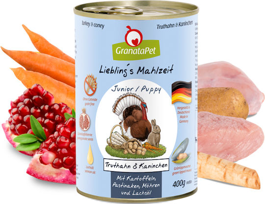 Granata Pet Foods Υγρή Τροφή για Κουτάβια σε Κονσέρβα με Γαλοπούλα και Κουνέλι 400gr