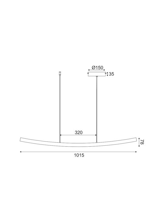 Aca Naava Κρεμαστό Φωτιστικό Λευκό LED Ράγα 102x15x110εκ.