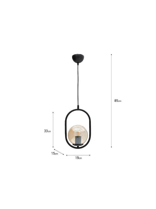 Click Pendant Light Black with Socket E27 19x15x33cm