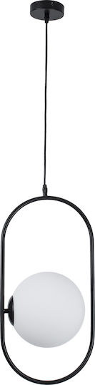 GloboStar Hamburg Pendant Light Black Ball with Socket E14, E.14 25x20x50cm