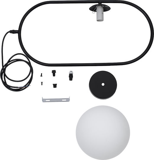 GloboStar Hamburg Pendant Light Black Ball with Socket E14, E.14 25x20x50cm