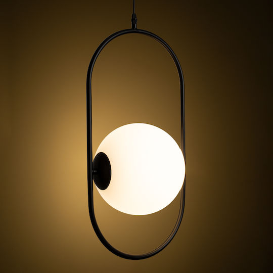 GloboStar Hamburg Pendant Light Black Ball with Socket E14, E.14 25x20x50cm