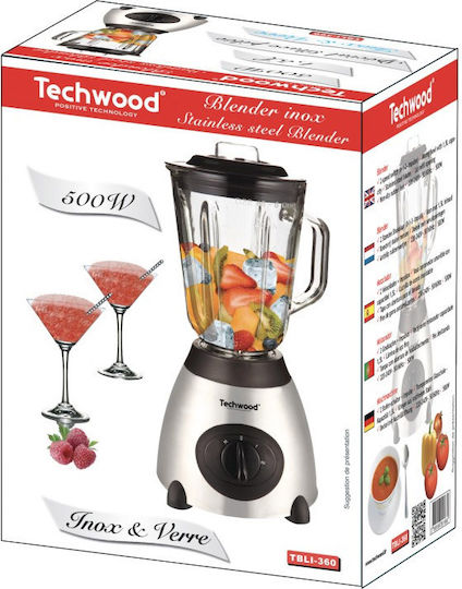 Techwood TBLI-360 Блендер с Стъклена Каната 1,5 л 500W Inox
