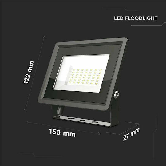 V-TAC F-class Αδιάβροχος LED Προβολέας 30W Студено бяло 6500К IP65